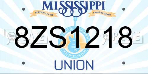 8ZS1218 Mississippi License Plate