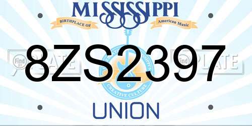 8ZS2397 Mississippi License Plate