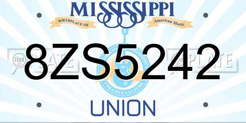 8ZS5242 Mississippi License Plate