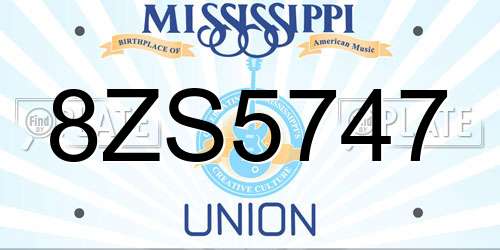 8ZS5747 Mississippi License Plate