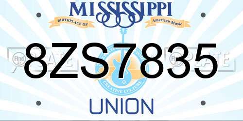 8ZS7835 Mississippi License Plate