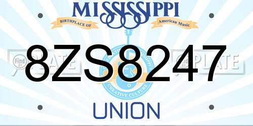 8ZS8247 Mississippi License Plate