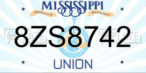 8ZS8742 Mississippi License Plate
