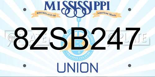 8ZSB247 Mississippi License Plate