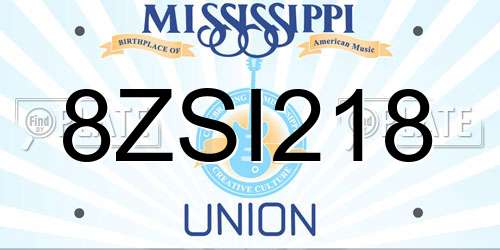 8ZSI218 Mississippi License Plate