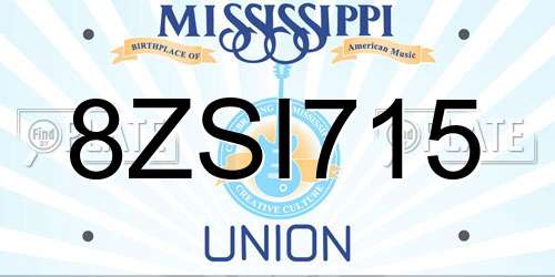 8ZSI715 Mississippi License Plate
