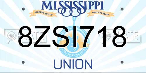 8ZSI718 Mississippi License Plate