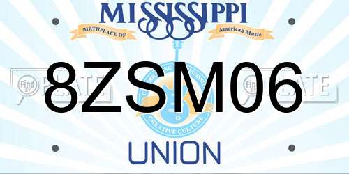 8ZSM06 Mississippi License Plate