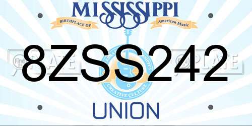 8ZSS242 Mississippi License Plate