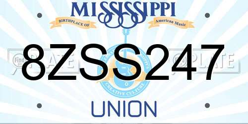 8ZSS247 Mississippi License Plate