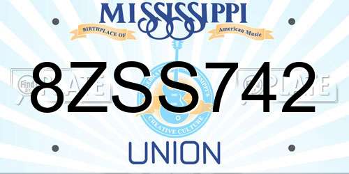 8ZSS742 Mississippi License Plate