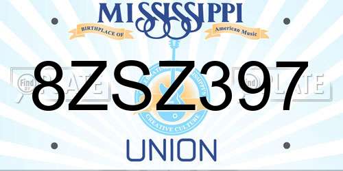 8ZSZ397 Mississippi License Plate