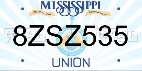 8ZSZ535 Mississippi License Plate