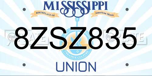8ZSZ835 Mississippi License Plate