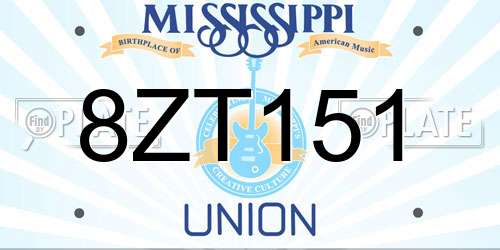 8ZT151 Mississippi License Plate