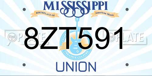 8ZT591 Mississippi License Plate