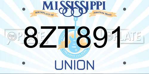 8ZT891 Mississippi License Plate