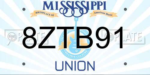 8ZTB91 Mississippi License Plate