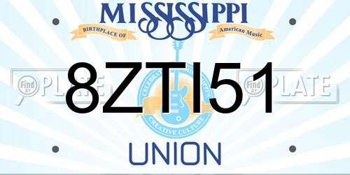 8ZTI51 Mississippi License Plate