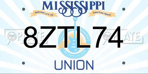 8ZTL74 Mississippi License Plate