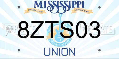 8ZTS03 Mississippi License Plate