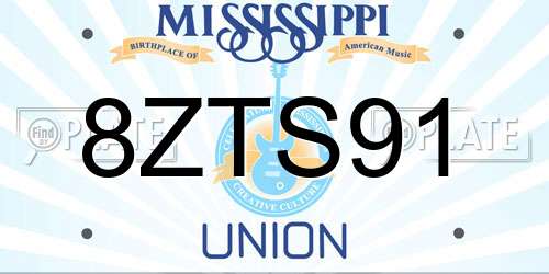 8ZTS91 Mississippi License Plate
