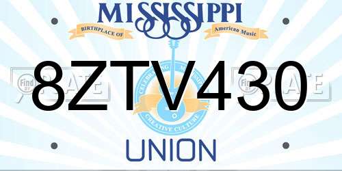 8ZTV430 Mississippi License Plate