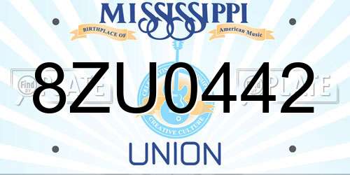 8ZU0442 Mississippi License Plate