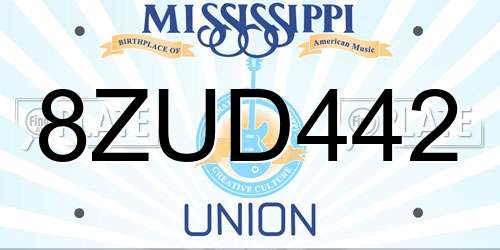 8ZUD442 Mississippi License Plate