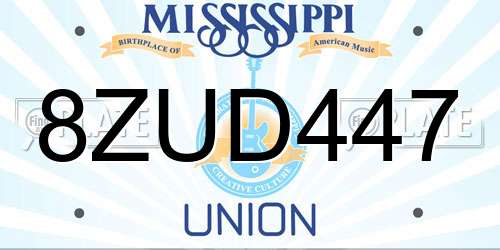 8ZUD447 Mississippi License Plate