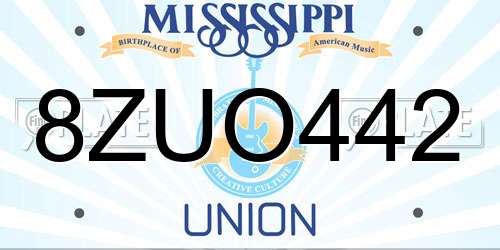 8ZUO442 Mississippi License Plate