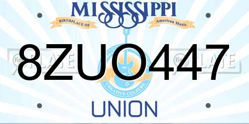 8ZUO447 Mississippi License Plate