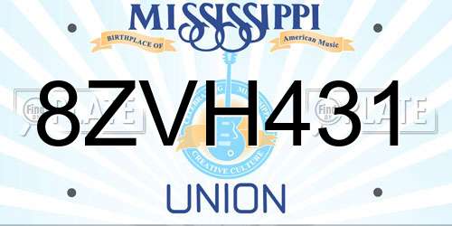 8ZVH431 Mississippi License Plate