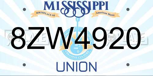 8ZW4920 Mississippi License Plate