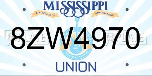 8ZW4970 Mississippi License Plate