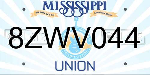 8ZWV044 Mississippi License Plate