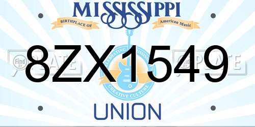 8ZX1549 Mississippi License Plate