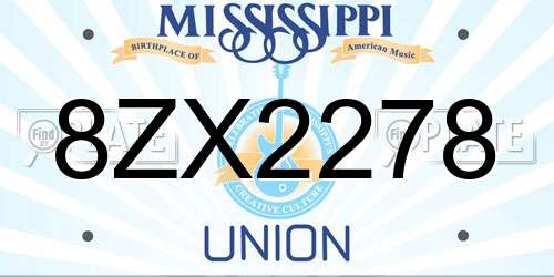 8ZX2278 Mississippi License Plate