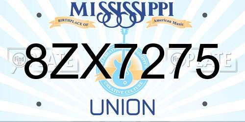 8ZX7275 Mississippi License Plate