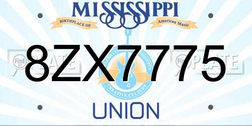 8ZX7775 Mississippi License Plate