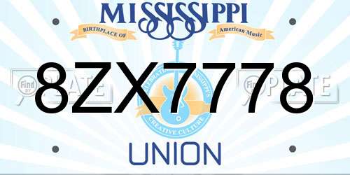 8ZX7778 Mississippi License Plate