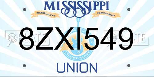 8ZXI549 Mississippi License Plate