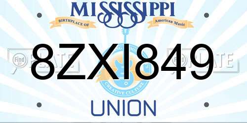 8ZXI849 Mississippi License Plate