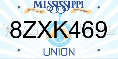 8ZXK469 Mississippi License Plate