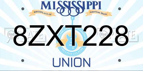 8ZXT228 Mississippi License Plate