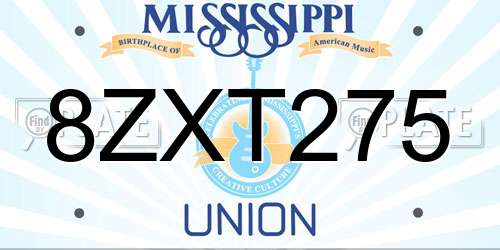 8ZXT275 Mississippi License Plate