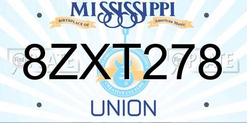 8ZXT278 Mississippi License Plate