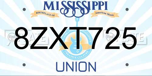 8ZXT725 Mississippi License Plate