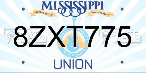 8ZXT775 Mississippi License Plate