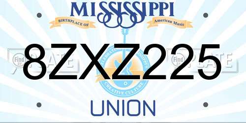 8ZXZ225 Mississippi License Plate